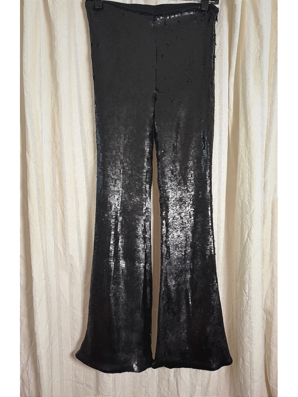 Future Collective Black Sequin Flared Pants Size 4 #club #rave #flashy